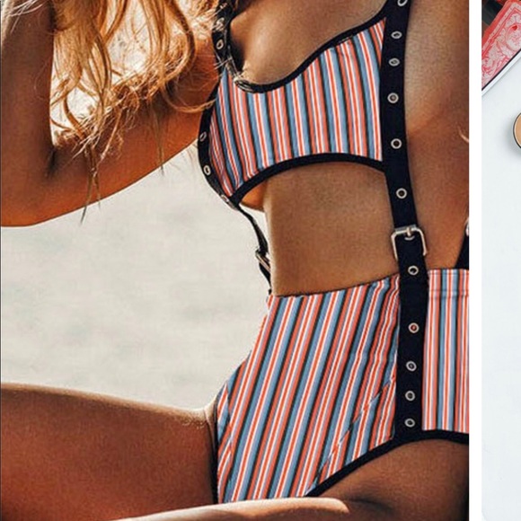 Sexy Striped One Piece - Picture 2 of 5